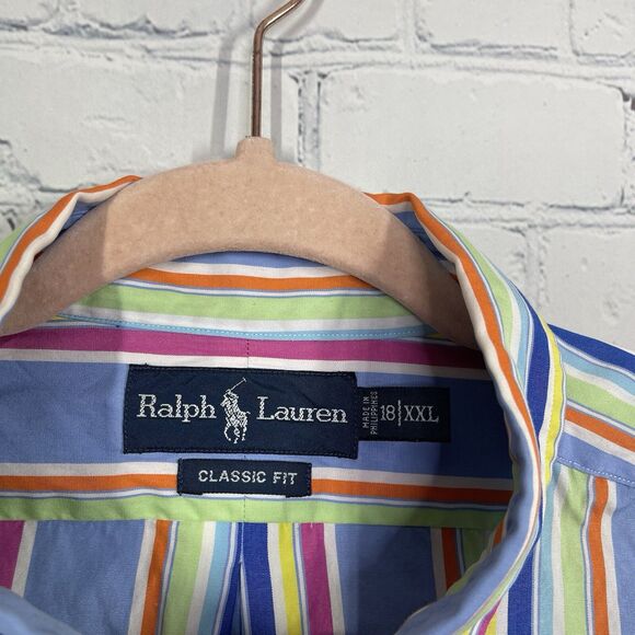 Polo Ralph Lauren Shirt Men XXL Button Down Striped Plaid Classic Fit Preppy - Picture 4 of 9